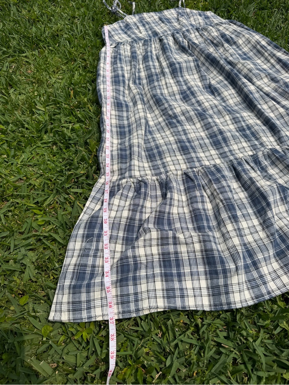Anthropologie Plaid Cottagecore Tie Strap Midi Dress Size Small 100% Cotton - Picture 4 of 9